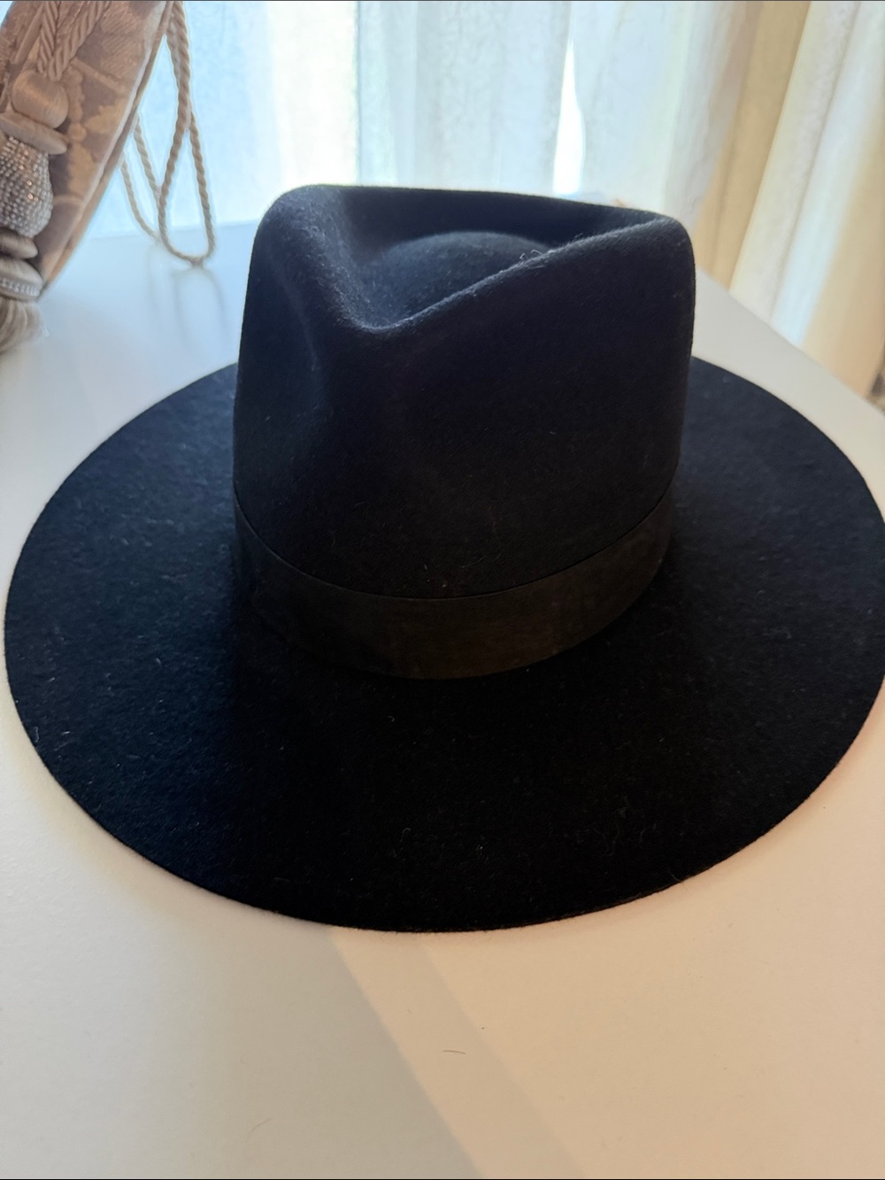 GIGI PIP Black Wide-Brim wool Fedora Hat